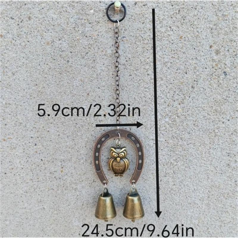 Lucky Horseshoe Wind Chime With Owl And Butterfly Hanging Chain Rustic Boho Style For Home And Garden Table Decor Gift For Women