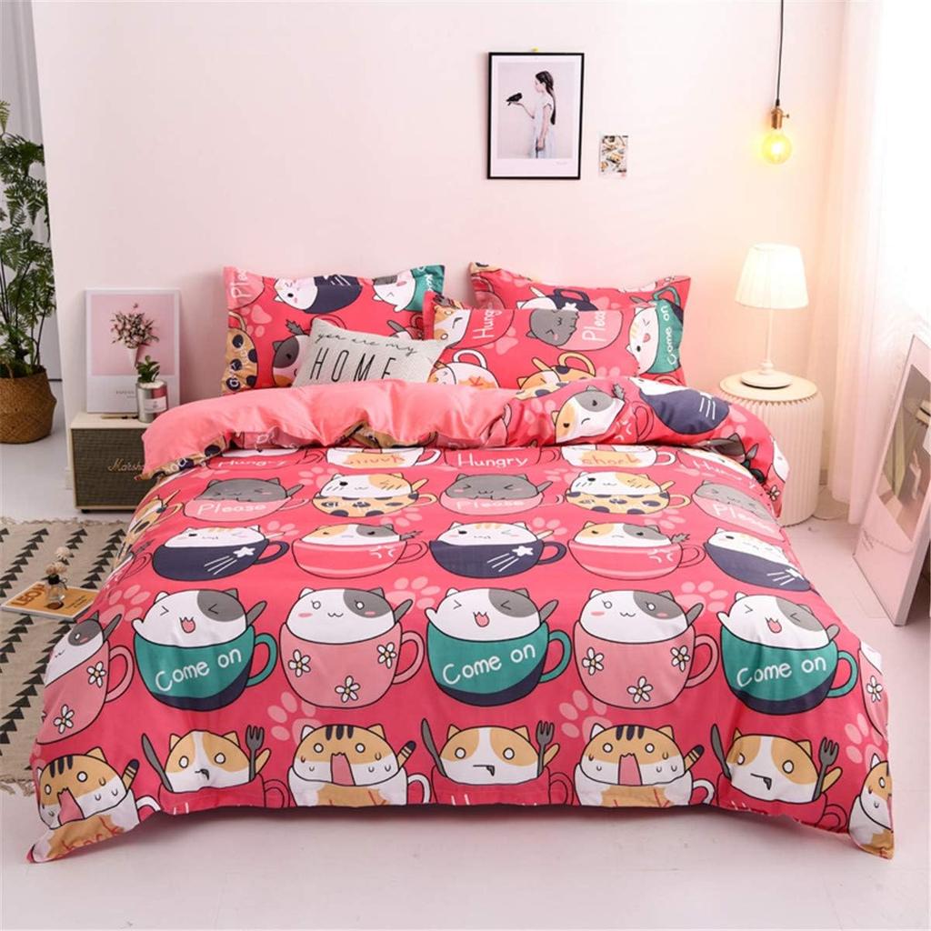Single Duvet Cover Set, Soft Comfy Quilt Covers Bedding Set, Animal Cat Print Bedding Single Kids Duvet Covers With Pillowcases