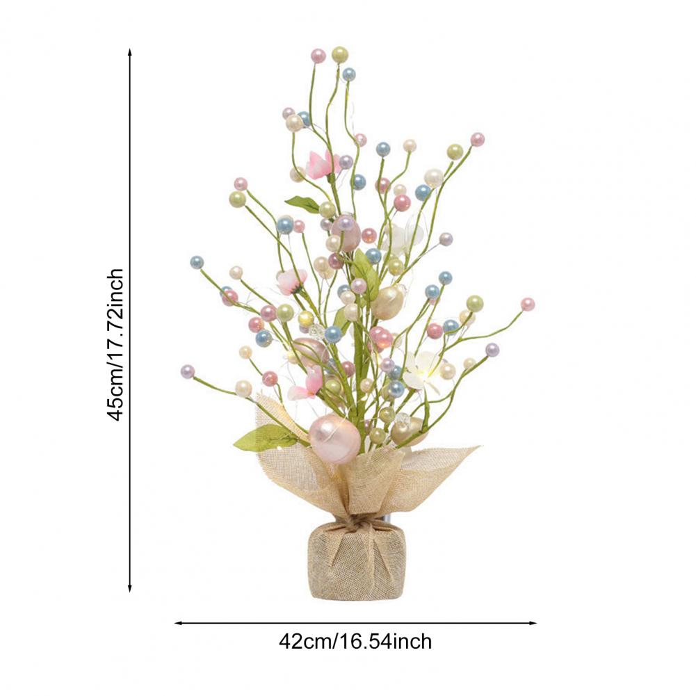 Pre-lit Easter Egg Tree With Burlap Base Battery Powered Easter Birch Tree LED Light Tabletop Centerpiece For Home Party Decor