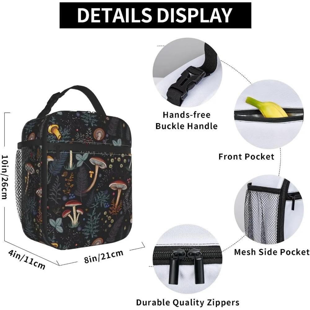 Mushroom Lunch Bag Portable Insulated Lunch Box for Women Men Reusable Leakproof  Cooler Thermal Lunchbox for Work Picnic Travel