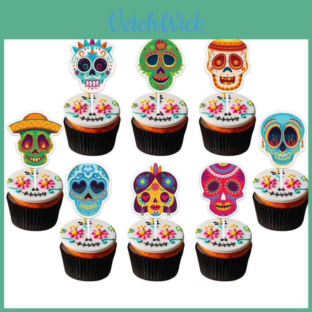 Halloween Skull Cake Topper Paper Party Decoration For Spooky Celebrations