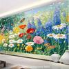 2D Flat Vibrant Wildflower Meadow Tapestry Wall Hanging  Large Blooming Daisies Poppies Bluebells  LavenderLike Flowers Wi