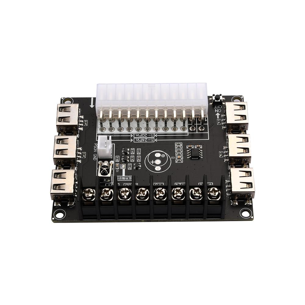 24 Pins ATX Power Supply Breakout Board and Acrylic Case Kit Module Adapter Power Connector Support 12V -12V 5V 5VSB 3.3V