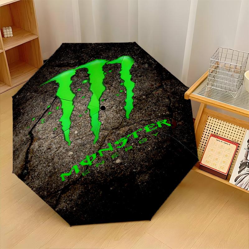 Monster Energy Print 8?Ribs Automatic Umbrella Wind Resistant Lightweight Folding Umbrella For Outdoor Travel