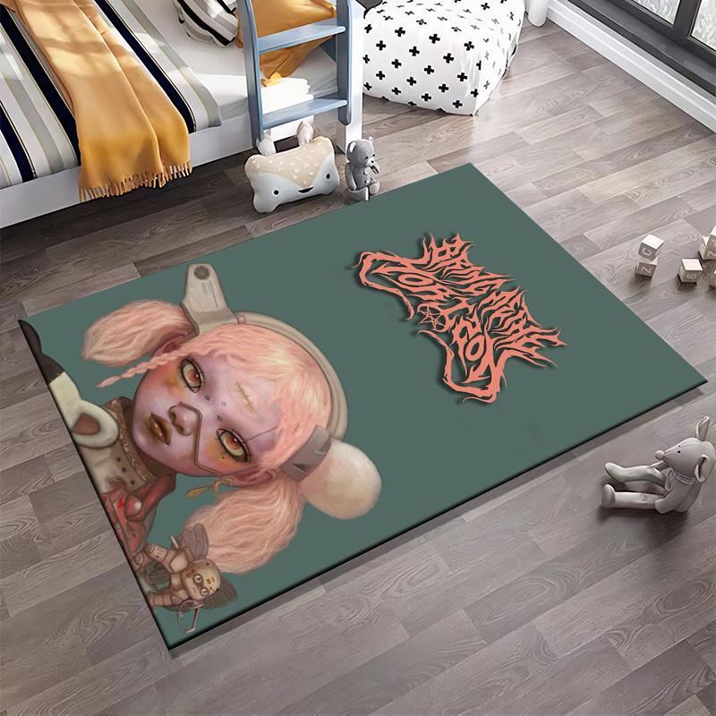 Futuristic Girl with Robotic Aesthetic Design Non-slip Rug Suitable for Living Room and Bedroom Sofas