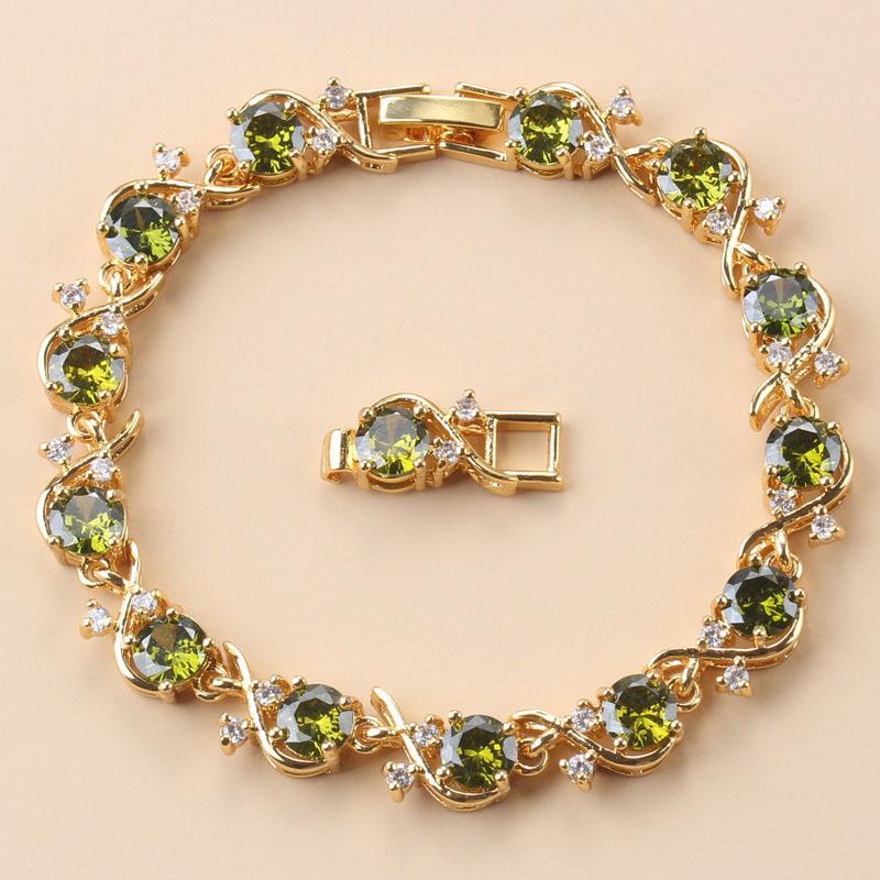 Vergoldeter Damen Armreif 10-farbiger Zirkonia Modeschmuck Hochzeitsschmuck für Frauen Brautaccessoires