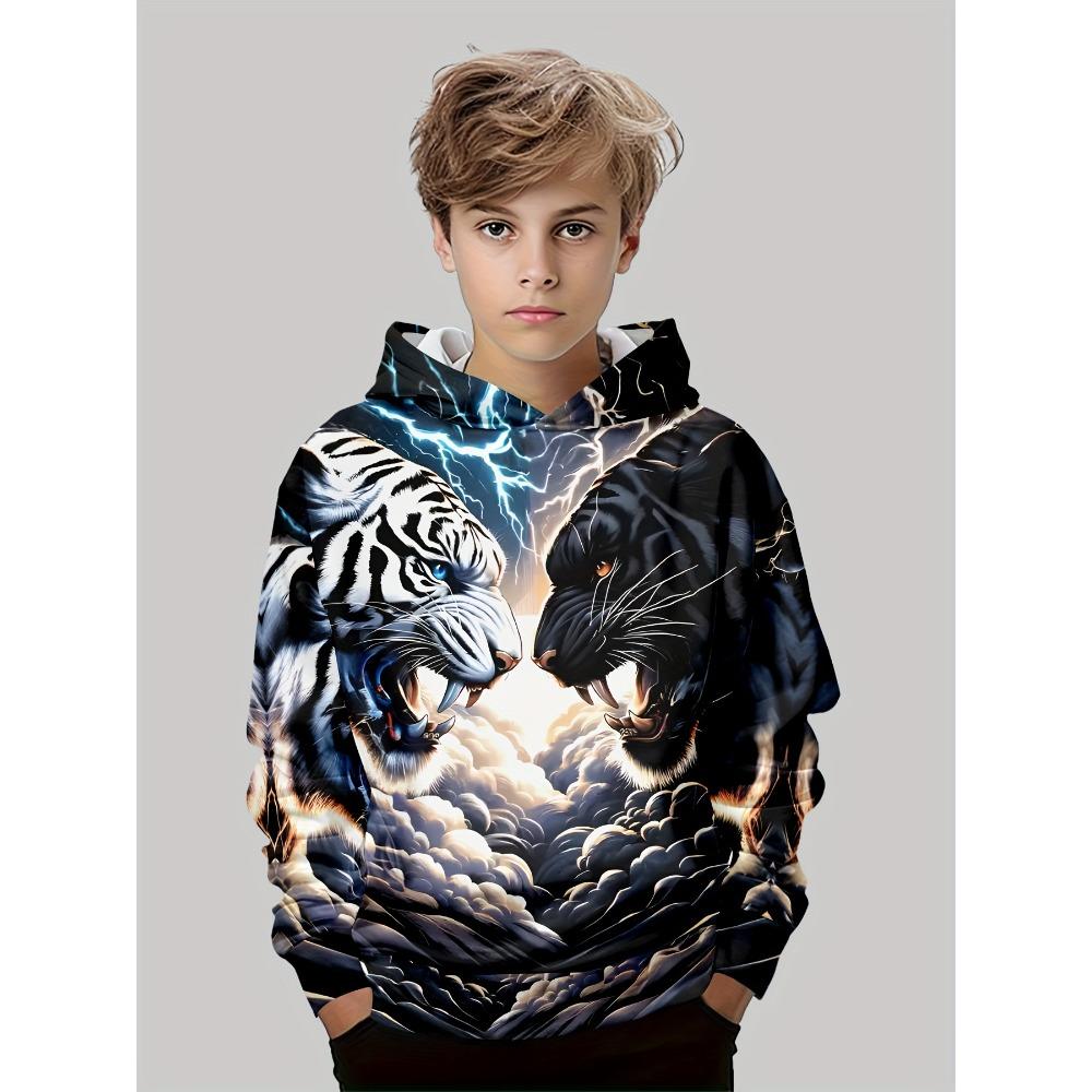 Kids Clothes Boys Hoodies Long Sleeve 3D Tigers Print Children Spring Fall Clothes Casual Outdoor Stylish Boy Girl Clothes Tops