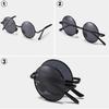 0 -0.5 -0.75 To -6.0 Women Men Folding Round Polarized Sunglasses With Prescription Eyewear Anti-Glare Metal Myopia Sun Glasses
