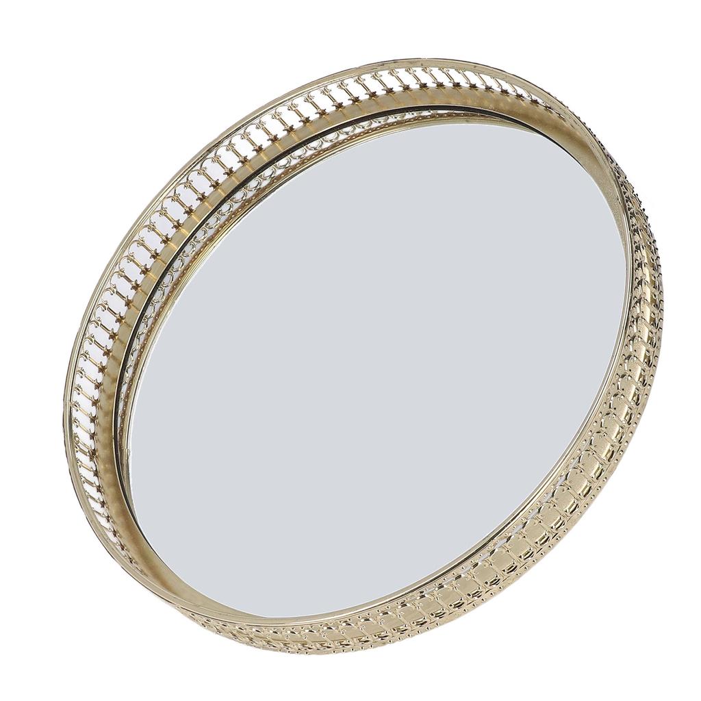 Zrcadlový podnos v americkém stylu, železný kulatý, velký dekorativní geometrický tvar, boční podnos na make-up pro