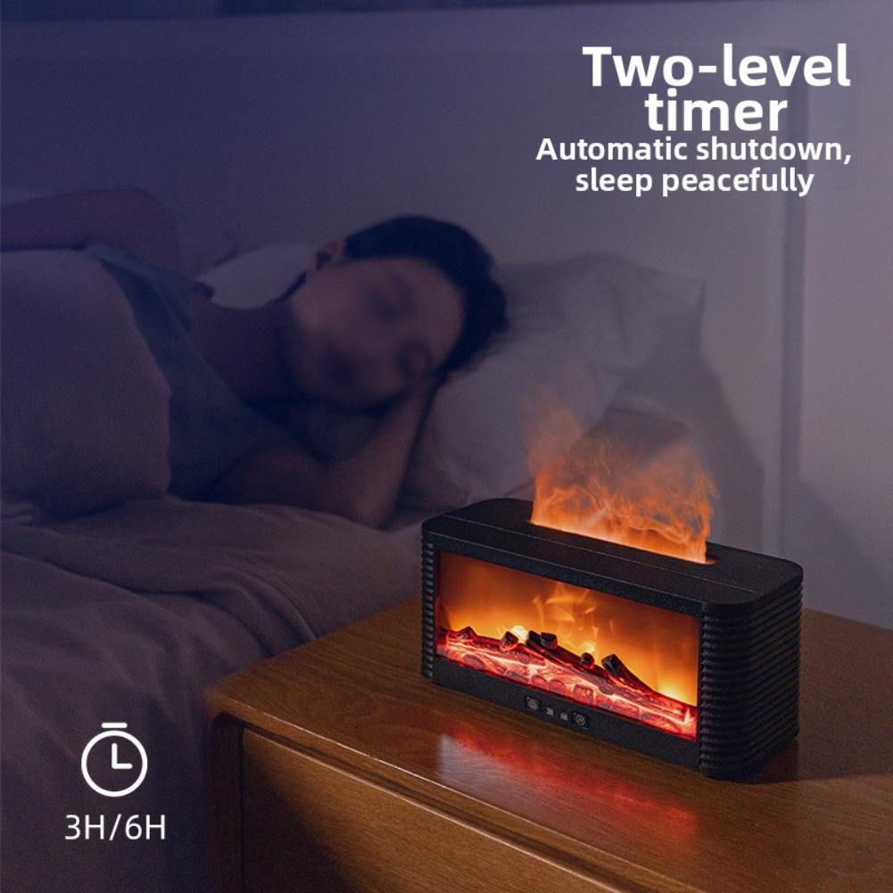 Fireplace Remote Control Flame Aroma Diffuser Realistic Flame Effect 7 Soothing Light Modes Over 8 Hours Runtime
