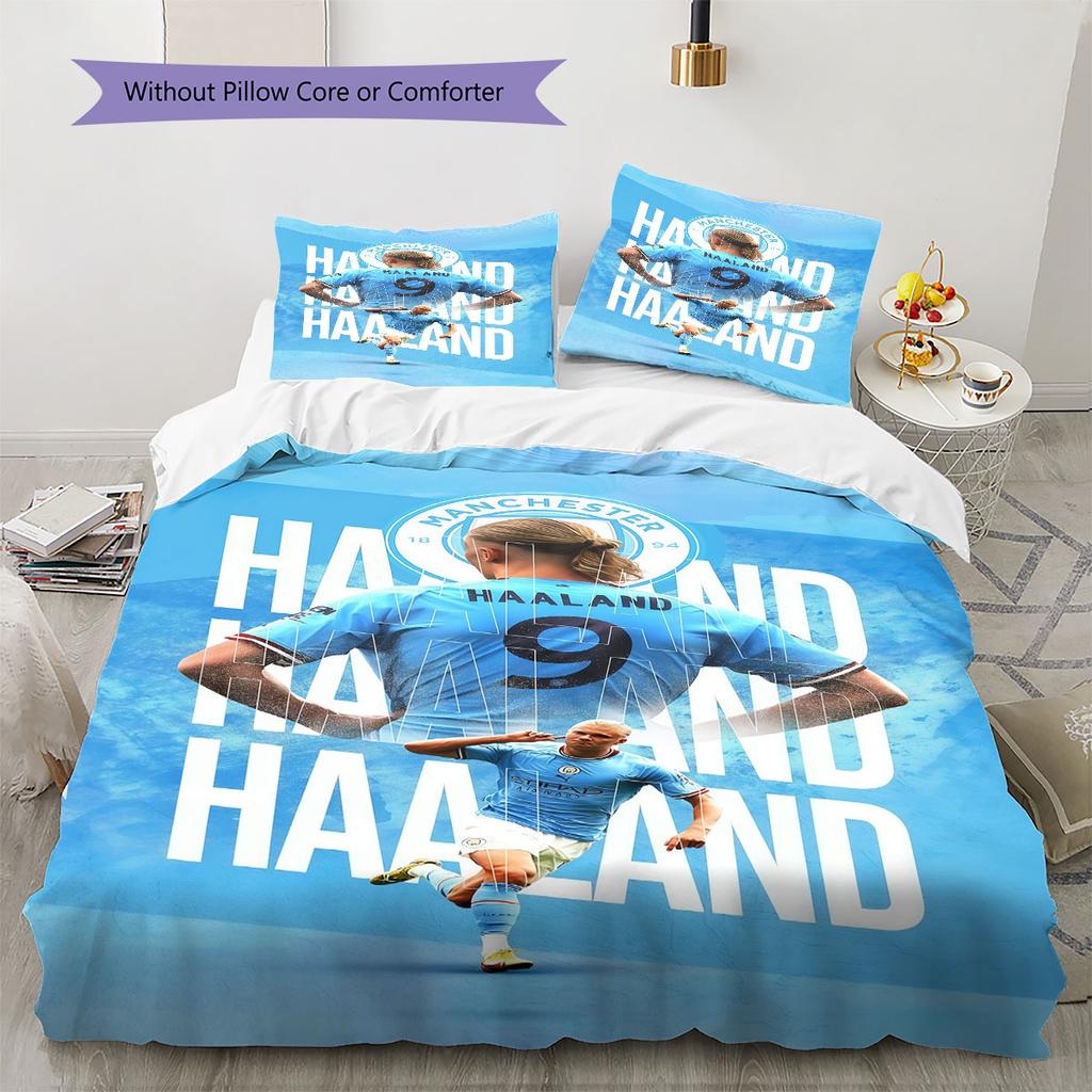 Erling Haaland Set Copripiumino Matrimoniale Coperta Federe Decorazione Casa Regalo di Compleanno (1 * copripiumino + 2 * federa, senza nucleo)