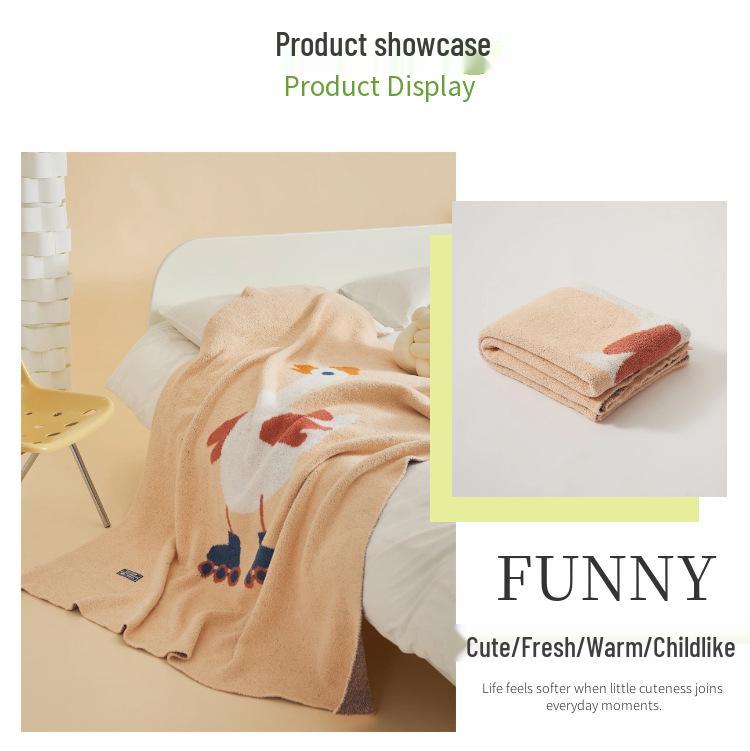 Ruijing Little Goose Knit Blanket - Multi-purpose Decorative Blanket for Office, Nap, and Sofa.