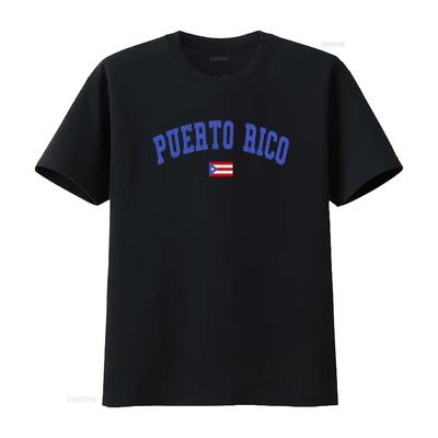 Patriotic Streetwear Puerto Rico Flag Print Casual T Shirt Vintage Washed Slightly Soft Designe