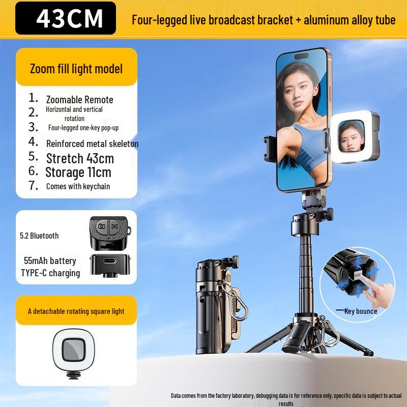 Bärbar Mini Telefon Selfiepinne & Golvstativ 2025 - Universell för Apple & Xiaomi