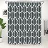 Aegean Blue Geometric Shower Curtain,Waterproof Polyester,Quick-Drying,Fabric Shower Curtains Set For Bathroom,Durable Washable