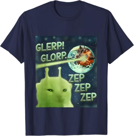 

Glerp Glorp Funny Alien Cat Meme TShirt Y2k Kitty Brainrot Tee Dank Silly Cat Top Novelty Gift Cool Kitten UFO Graphic Outfit 4XL