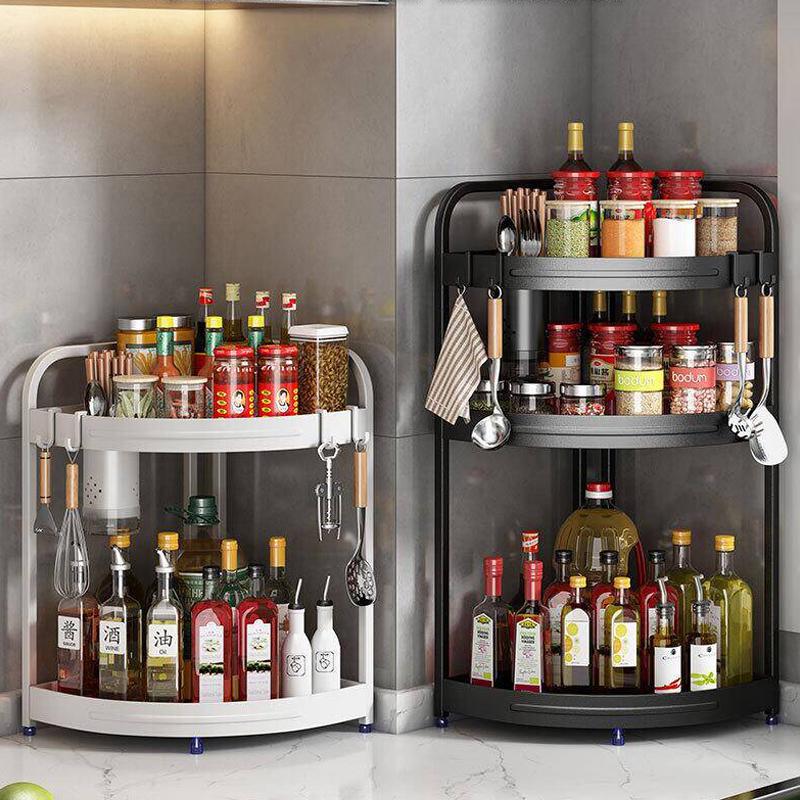 Corner Kitchen Rack: Multi-functional Triangle Knife Holder & Seasoning Jar Storage Organizer.