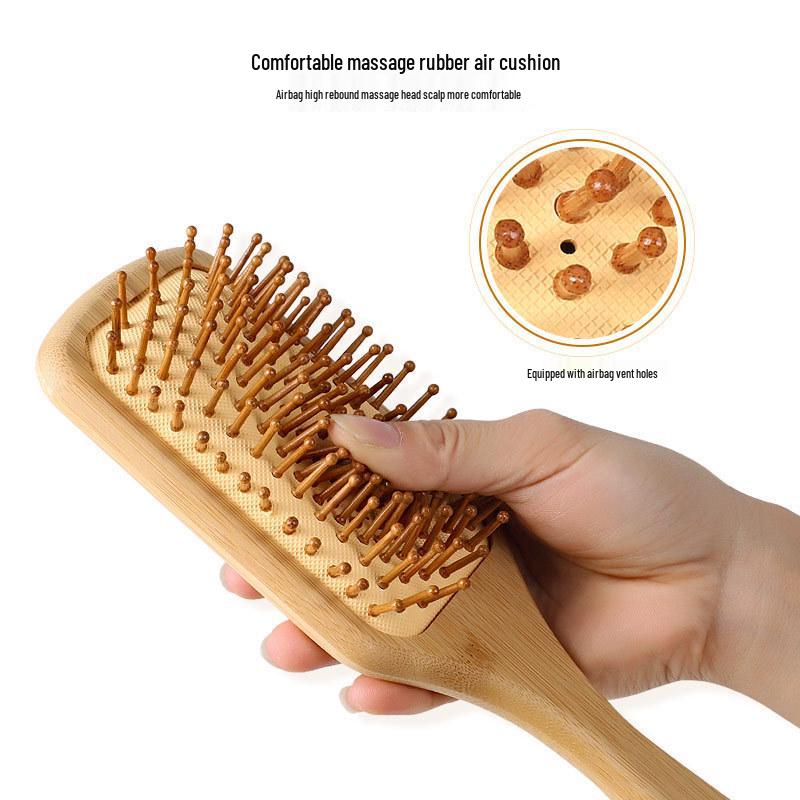 Natural Bamboo Meridian Scalp Massage Comb - Anti-static, Hair Straightening, Fluffy Hair Air Cushion Comb