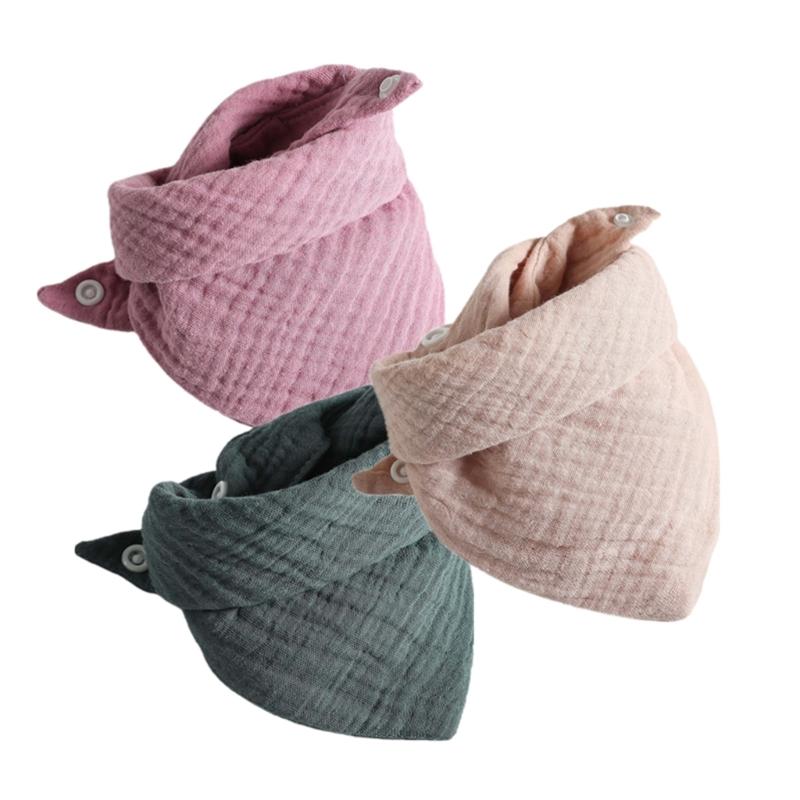 3Pcs/lot Baby Muslin Bibs Soft Cotton Solid Color Bibs Saliva Towel Boys Girls Feeding Apron Bandana Drool Stuff Bibs