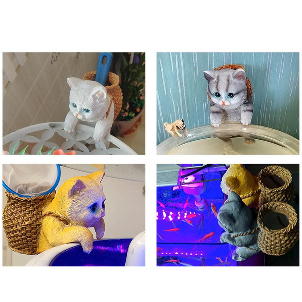 Fish Tank Creative Cute Hanging Backpack Cat Artificial Lifelike Ornaments Aquarium Landscaping Decoration