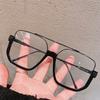 Retro Oversized Square Semi-Metal Transparent Glasses Frame For Women Anti-Blu-Ray Double Bridges Glasses Woman Optical