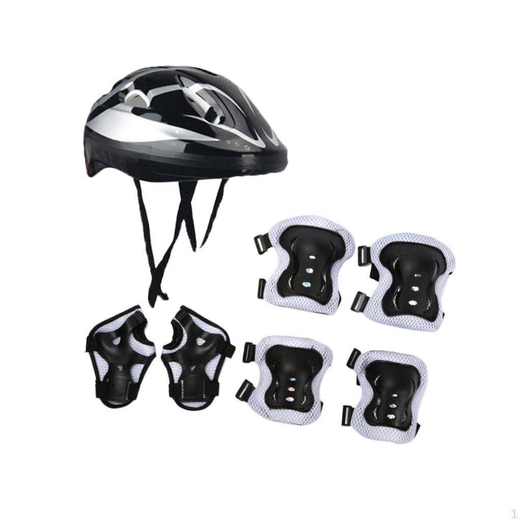 7 Pcs/set Kids Bike Helmet for Teenagers Skateboard Cycling