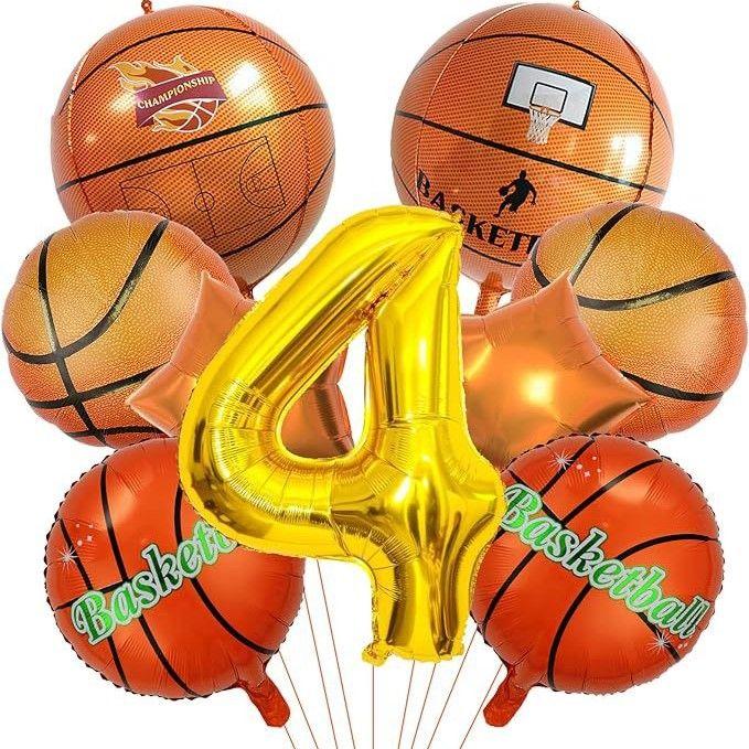 18-inch aluminum foil basketball-shaped balloons for boys' parties, ideal for decorating children's birthday parties