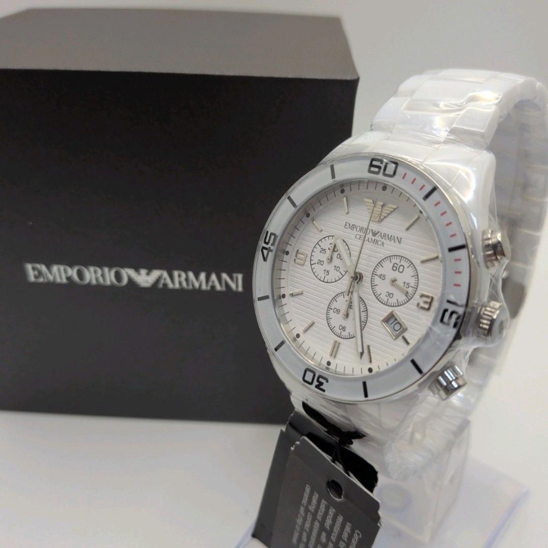 Used [New] EMPORIO ARMANI AR1424 Chronograph with box white