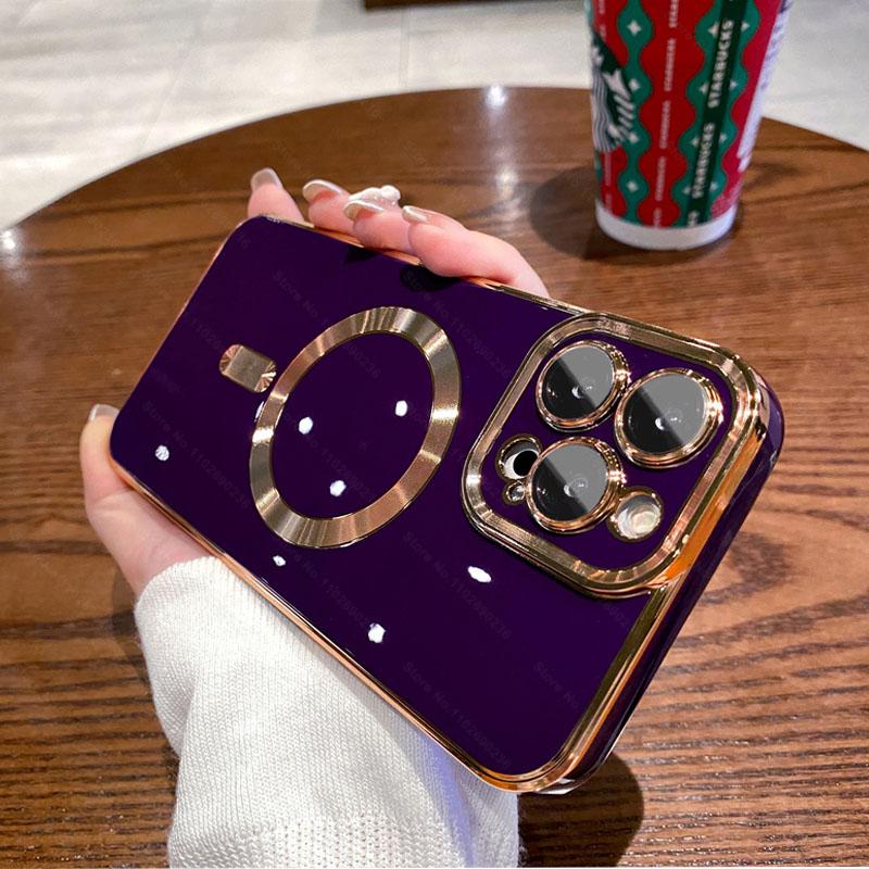 Luxury Plating For Magsafe Magnetic Case For Apple iPhone 15 14 13 12 11 Pro Max 14 15 Plus Wireless Charging Cover Accessories