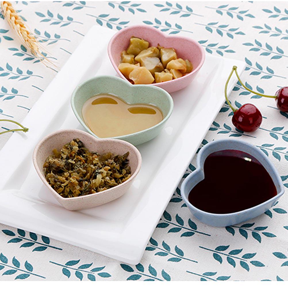 4Pcs Sauce Dishes Lovely Wheat Straw Leaves Heart Shape Appetizer Plates For Bar 4Pcs Sauce Dishes Lovely Wheat Straw Leaves Heart Shape Appetizer Plates For Bar