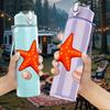 1PC Starfish Seashell Set Art 750ml Color Plastic Sports Water Bottle Leakproof Flip Straw Lid Suitable for Sports Office Home Use