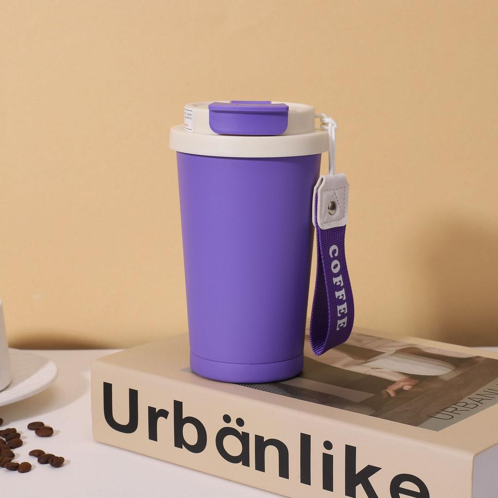 316 Stainless Steel Lily of the Valley Coffee Cup Outdoor Portable Car Thermos Cup Office Meeting Small Straw Cup