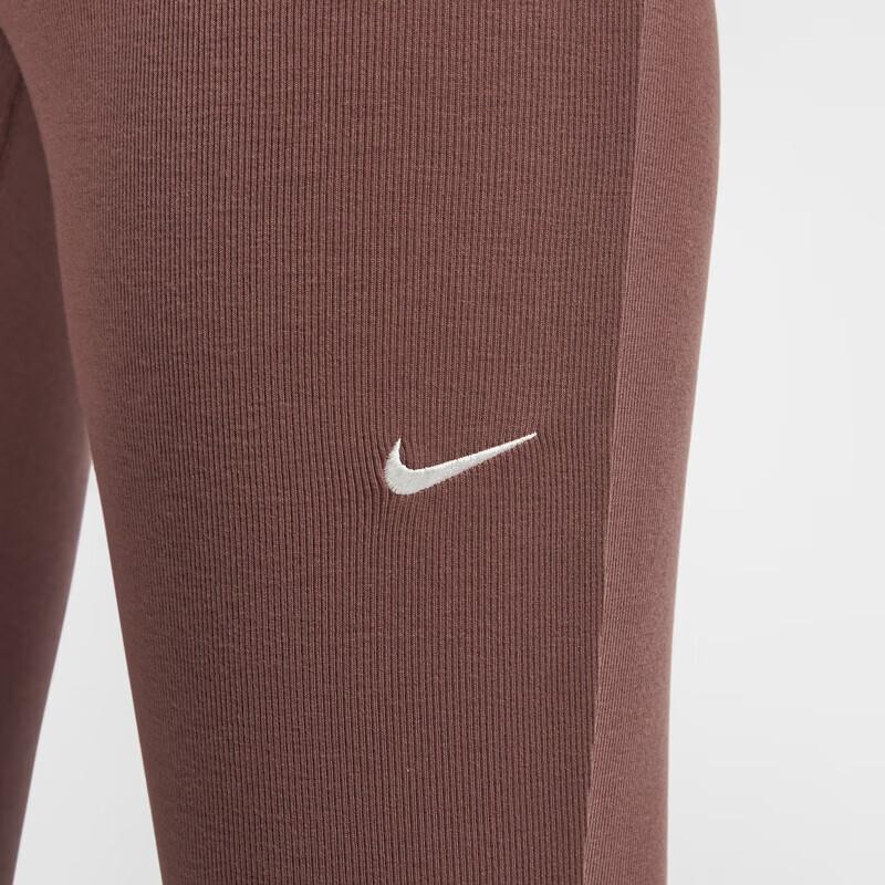 

Nike Спортивная одежда Chill Knit Street Dance Series, расклешенные, облегающие, удобные, длинные спортивные брюки, женские плавки, красно-коричневые, парусно-белые FQ2114-218 S