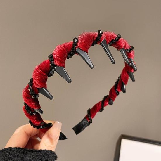 Women Headband Sparkling Rhinestones Decor Anti-slip Teeth Hair Hoop Versatile