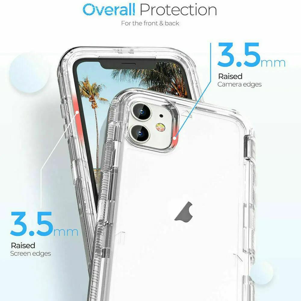 3 IN 1 Hybrid Heavy Duty Armor Full Body Transparent Case for IPhone 16 Pro Max 15 14 13 12 11 Otter Case Box Shockproof Clear Cover