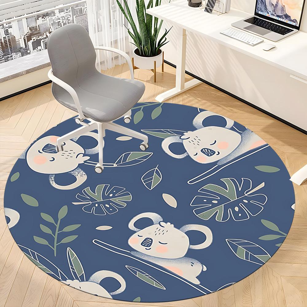 1PC Koala Leaves Office Round Area Rug, Mat Suitable For Office, Under Office Chairs Bedroom Living Room Home Decor, Room Deco