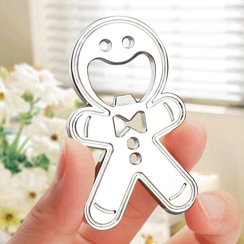 Creative cartoon cute bottle opener gingerbread man shape metal wine opener small gift