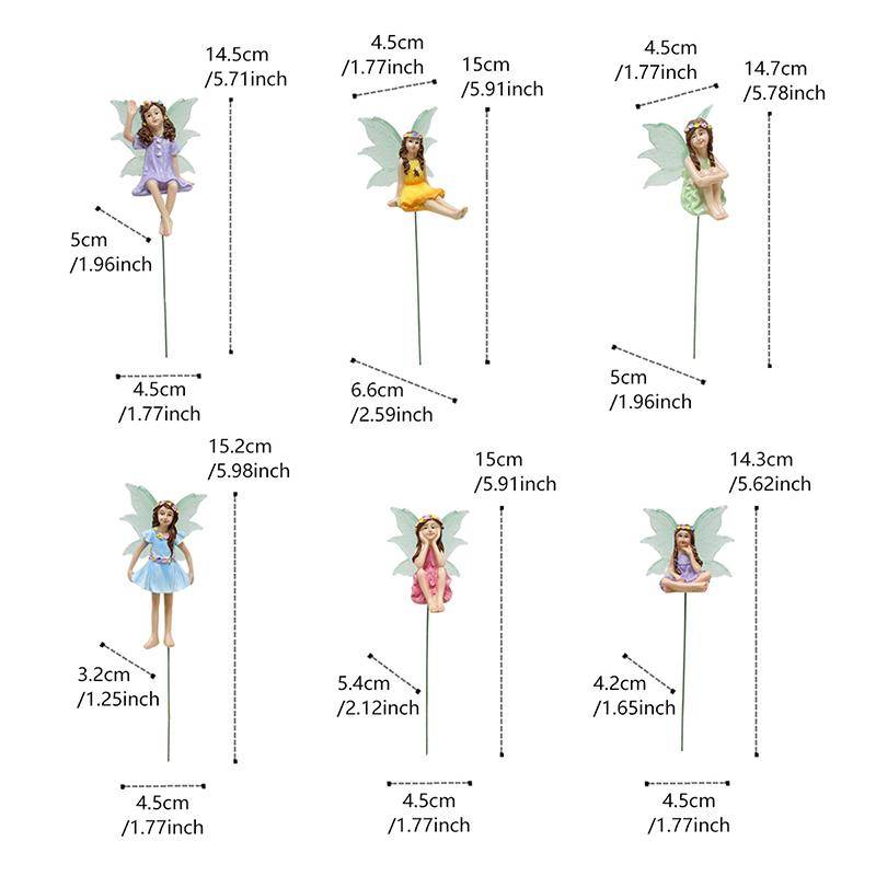 Fairy Garden Accessories Outdoor Indoor, 6Pcs Miniature Fairies Figurines For Pot Plants And Mini Garden Lawn Decorations