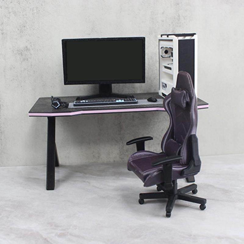 1/12 Puppenhaus Esports Spiele Computer Tastatur Set Schreibtisch Stuhl Set Puppe Arbeitszimmer Möbel Dekor Mikro Szene Requisiten