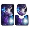 Unicorn Bathroom Toilet Three-Piece Floor Mat Doormat Bathroom Carpet