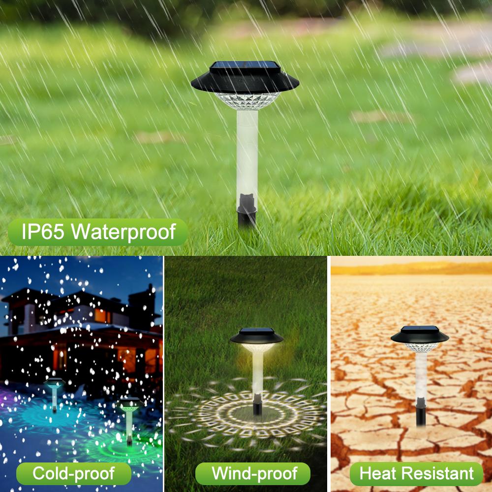 Solar Pathway Lights Outdoor Waterproof RGB Color-Changing LED Solar Powered Landscape Lighting Garden Yard Driveway Walkway Dec