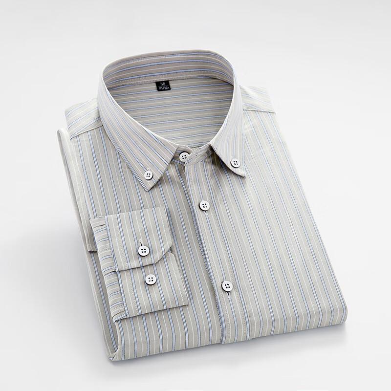 ROMON Men s Striped Slim-Fit Business Long-Sleeve Shirt PC2118-2 52