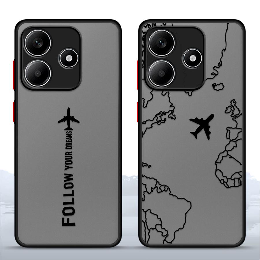 Case for Xiaomi Redmi Note 14 10 11 A4 9S 12 13 Pro Plus 14C 13C Funda Back Phone Cover Travel Airplane Route