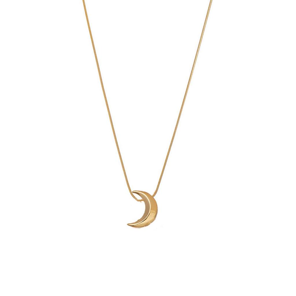 European Classic Moon Pendant Necklace - Titanium Steel Clavicle Chain for Women