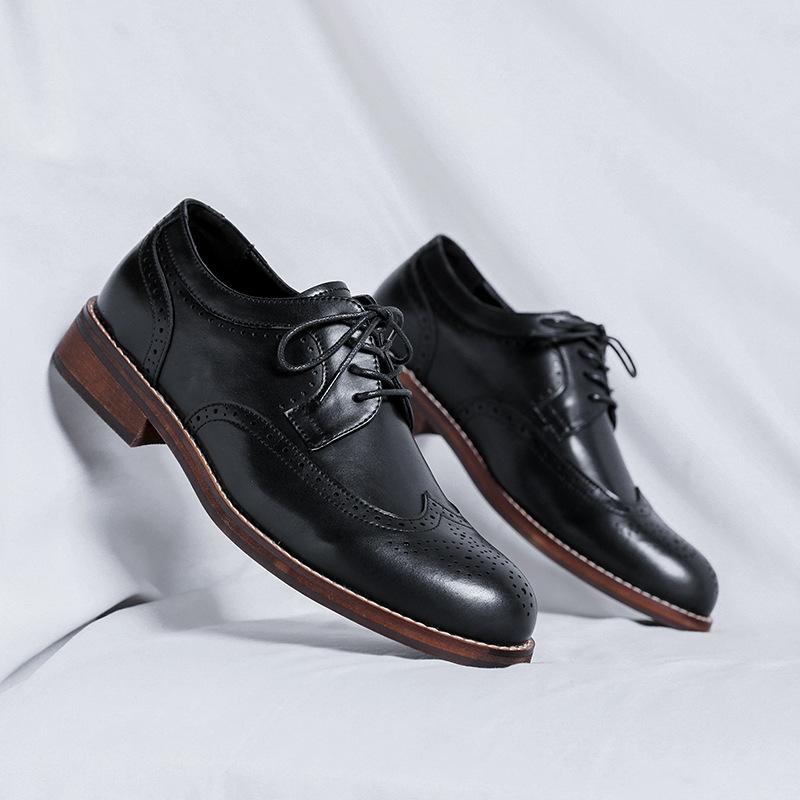 

Летние мужские кожаные туфли высокого класса, деловые туфли-оксфорды, мужская модная универсальная мужская обувь, кожаные туфли в британском стиле 8213-R 38 чёрный
