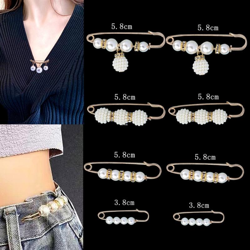 Pearls Brooch Tightening Waistband Pin Smaller Openning Bottom Brooches for Rhinestone Metal Diy Finding Accessories