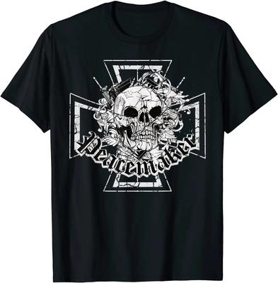 Iron Cross Skull Tattoo Printed T-Shirt. Premium Cotton Short Sleeve O-Neck Mens T Shirt New