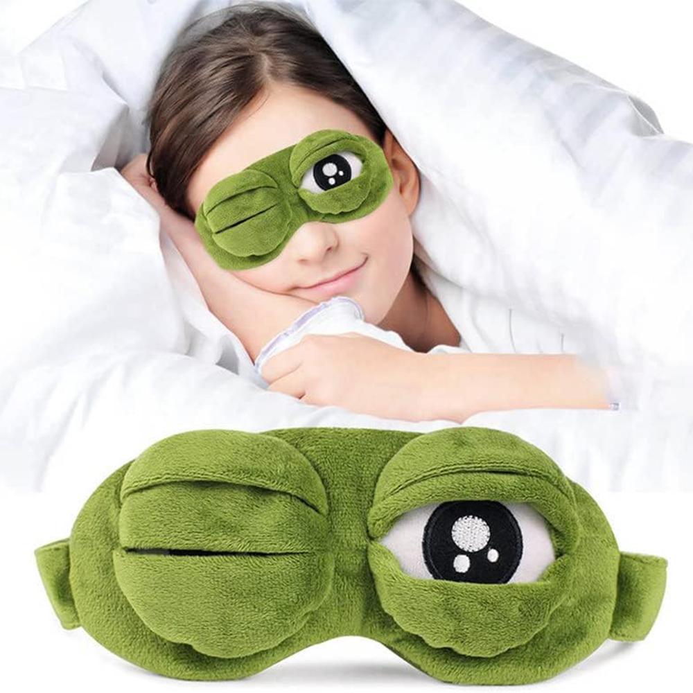 Maschera per Dormire Rana Triste 3D Copri Occhi Naturale per Dormire Ombra Patch Occhi Uomo Donna Morbida Portatile Benda Occhi da Viaggio Maschera Occhi