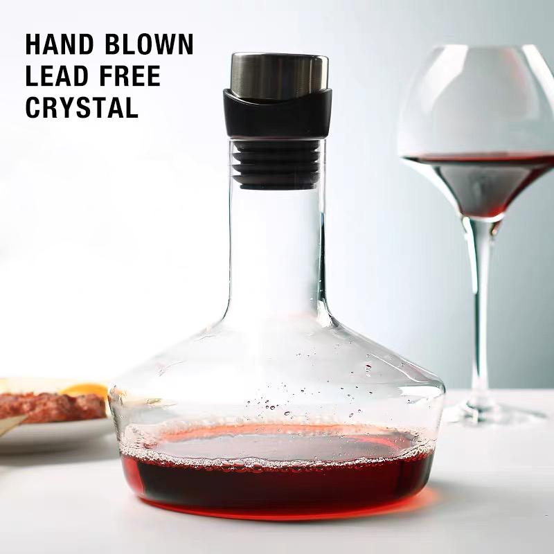Decantor de vin, pentru aerator de aer pentru vin, bec de turnare, sticlă cristalină fără plumb, decantor de vin roșu, recipient pentru suc, decantoare de vin