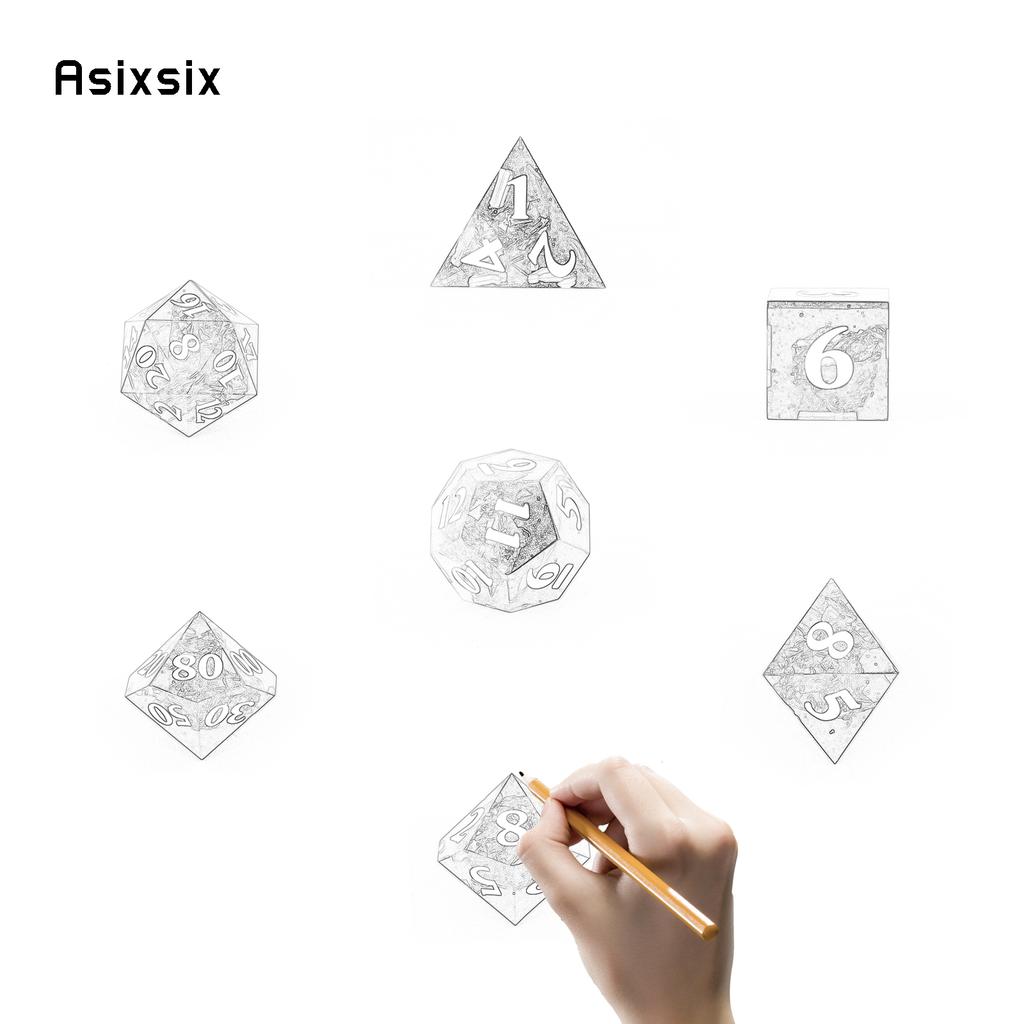 7 Pcs Purple Pink Resin Golden Number Sharp Edge Dice Polyhedral Dice Suitable For Role-Playing Dice PropBoard Game
